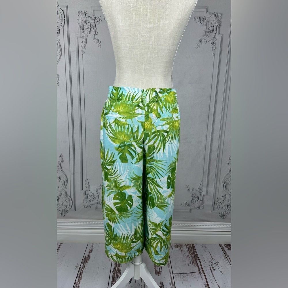 Paradise Palms Casual Printed Linen Blend Beachwear Capri Pants - Picture 7 of 13